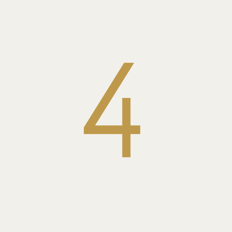 Balmain font, 150mm height, Matt Gold powder coat, "4" - Clearance