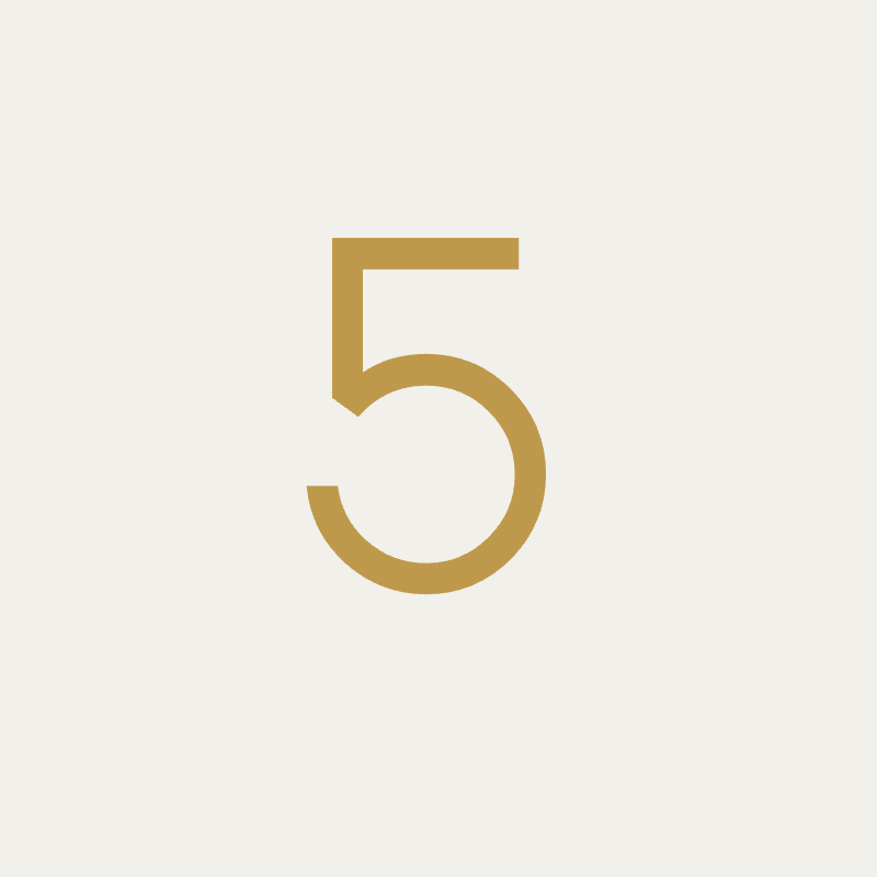 Balmain font, 150mm height, Matt Gold powder coat, "5" - Clearance