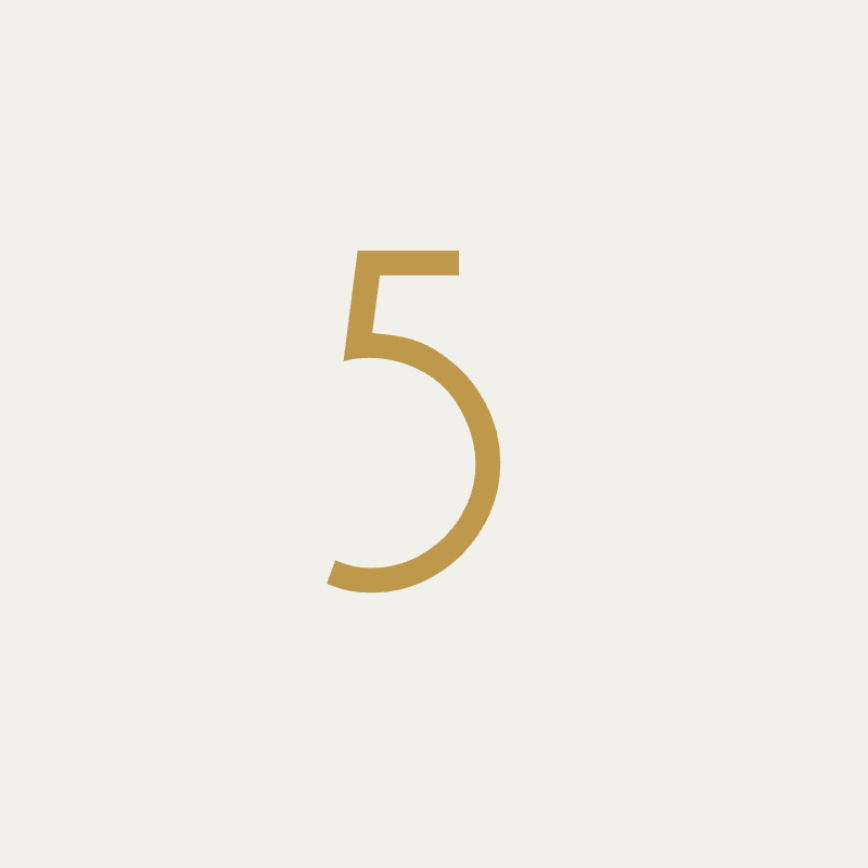 Elwood font, 100mm height, Matt Gold powder coat, "5" - Clearance