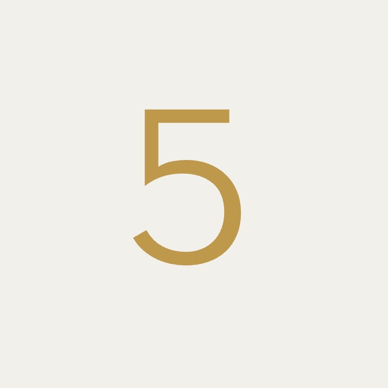 Beaumaris font, 100mm height, Matt Gold powder coat, "5" - Clearance