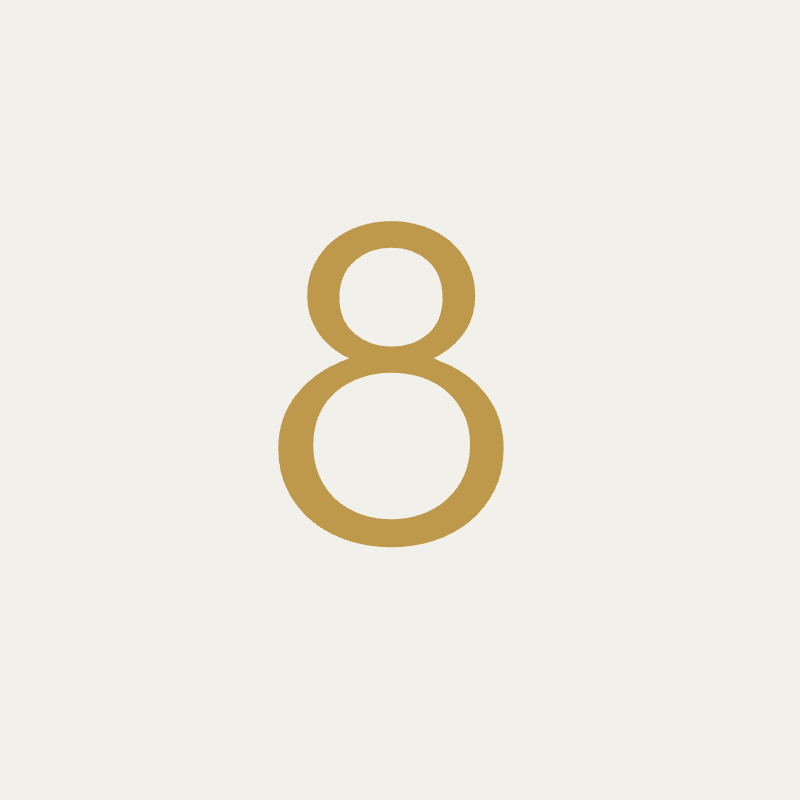 Beaumaris font, 100mm height, Matt Gold powder coat, "8" - Clearance