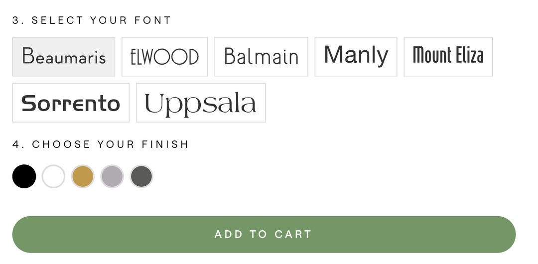Beaumaris, Elwood, Balmain, Manly, Mount Eliza, Sorrento and Uppsala fonts