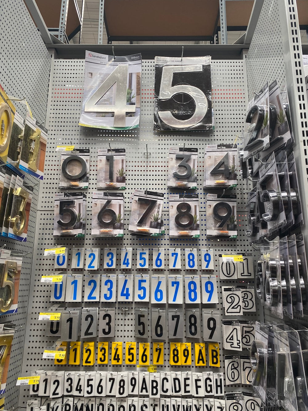 Different styles of house numbers on Australian homes