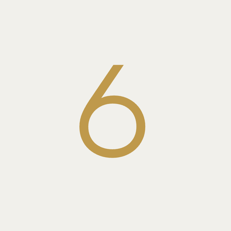 Beaumaris font, 100mm height, Matt Gold powder coat, "6" - Clearance