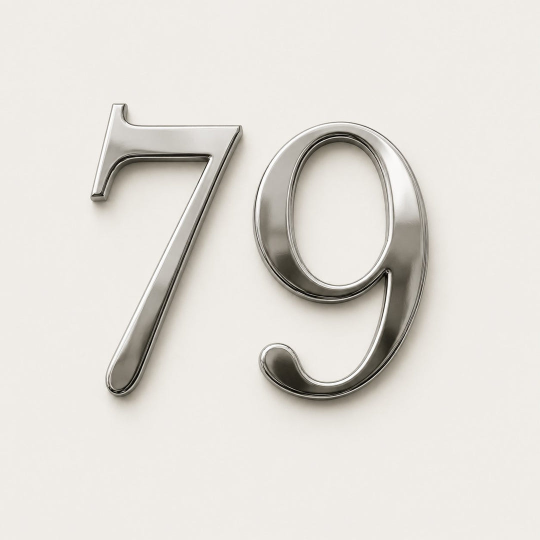 316 stainless steel door numbers in brushed and polished finishes on an apartment door