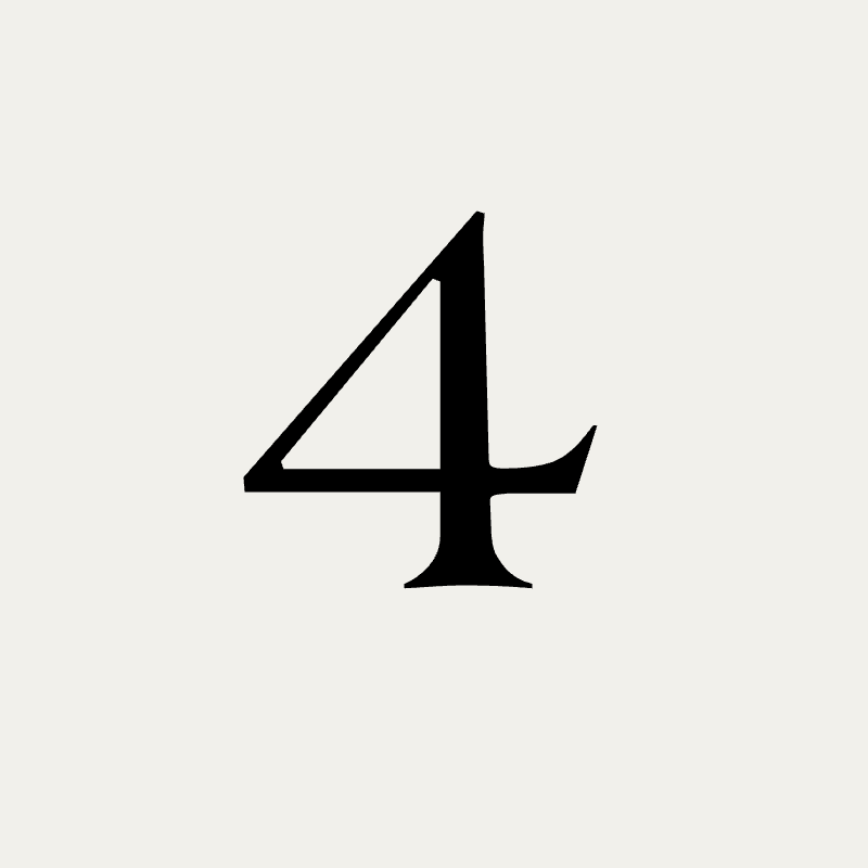 Uppsala font, 200mm height, Matt Black powder coat, "4" - Clearance